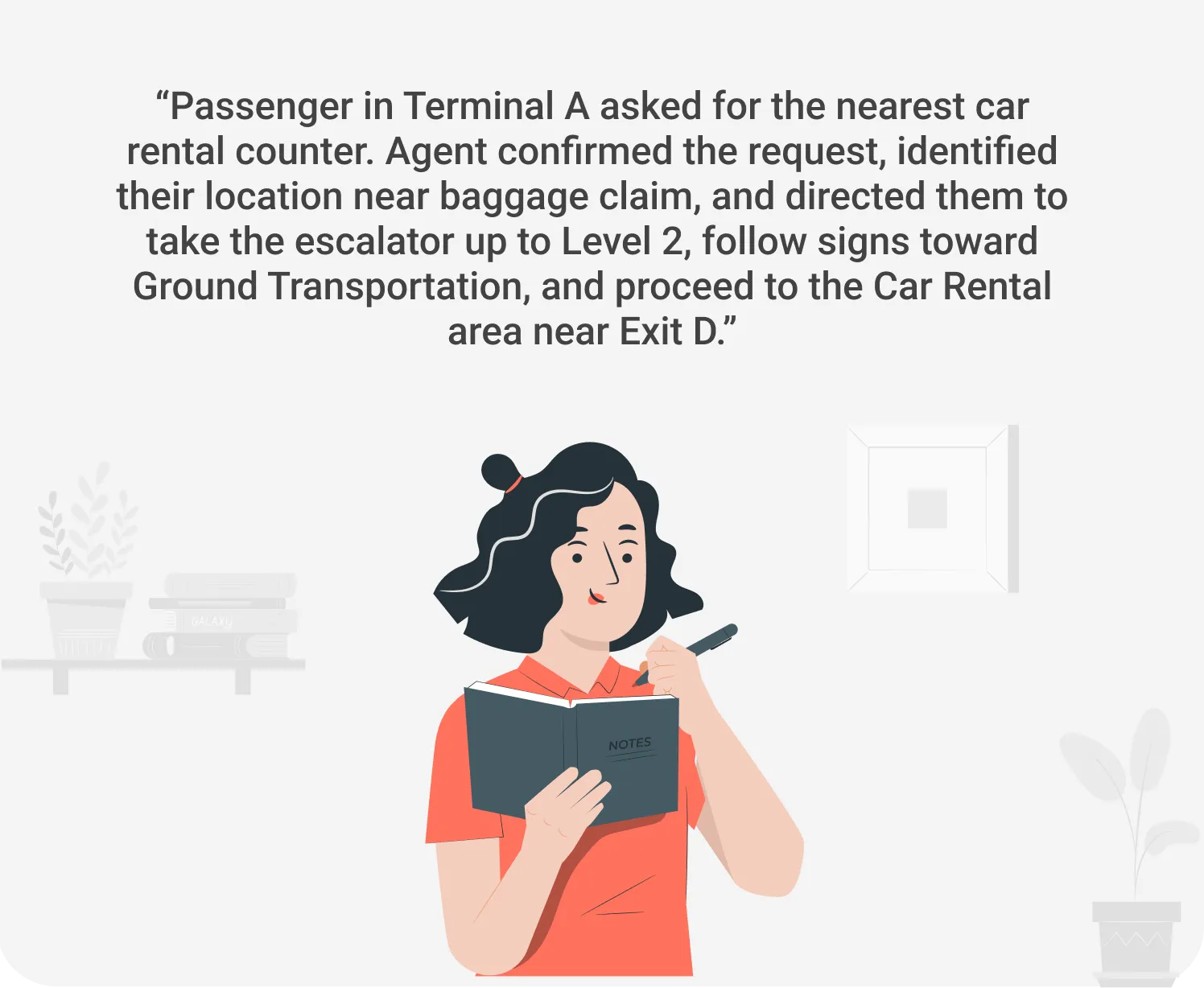 Example AI-generated summary of a passenger support call